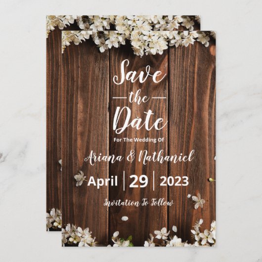 Rustikale Save the Date Einladungskarte Einladung (Vorne/Hinten)