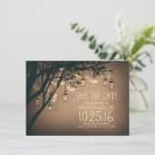 Rustikale Save the Date & Fireflies Mason Jars (Stehend Vorderseite)