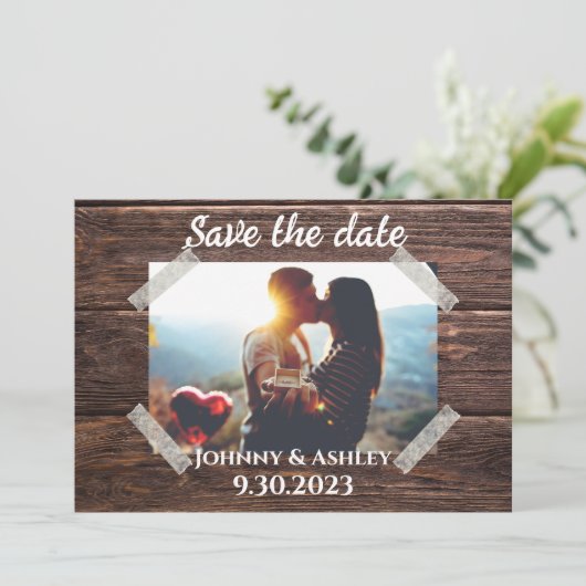 Rustikale Save the Date-Fotokarte Save The Date (Stehend Vorderseite)