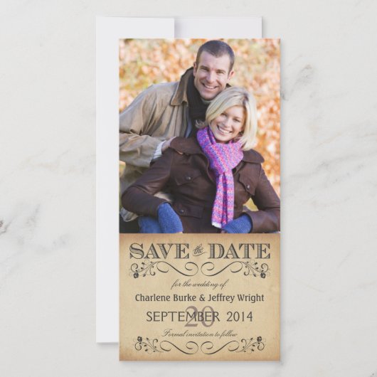 Rustikale Save-the-Date-Hochzeitsfotokarten Save The Date (Vorderseite)