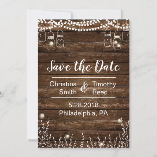 Rustikale Save the Date-Karte für Hochzeiten Date (Vorderseite)
