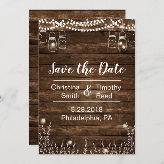 Rustikale Save the Date-Karte für Hochzeiten Save The Date (Vorne/Hinten)