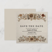Rustikale "Save the Date" Karte mit Federn und Flo (Vorne/Hinten)