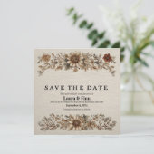 Rustikale "Save the Date" Karte mit Federn und Flo (Stehend Vorderseite)