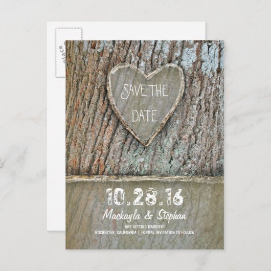 rustikale Save the Date Postkarten mit gehobenem H (Vorne/Hinten)