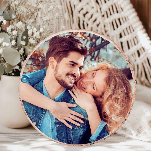 Rustikale, Save the Date runde Holzschliffkarte Einladung