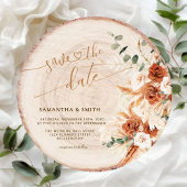 Rustikale, Save the Date runde Holzschliffkarte Einladung