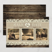 Rustikale Save the Date | Scheunenholz Spitze und (Vorne/Hinten)