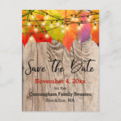 Rustikale Save the Date Wiedersehen-Herbstleaves Ankündigungspostkarte (Vorderseite)