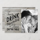 Rustikale Save the Date Zeit, Champagner zu trinke (Vorne/Hinten)