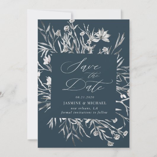 rustikale Schablone botanische Save the Date Einla Einladung (Vorderseite)