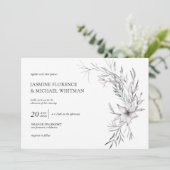 Rustikale Schablonenbotanik - elegante Hochzeitsei Einladung (Stehend Vorderseite)