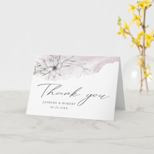 rustikale Schablonenbotanik Foto Danke Karte (Gelbe Blume)