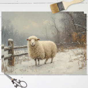 Rustikale Schaf Winterlandschaft Decoupage Seidenpapier