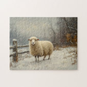 Rustikale Schafe Landschaftliche Winterlandschaft Puzzle (Horizontal)