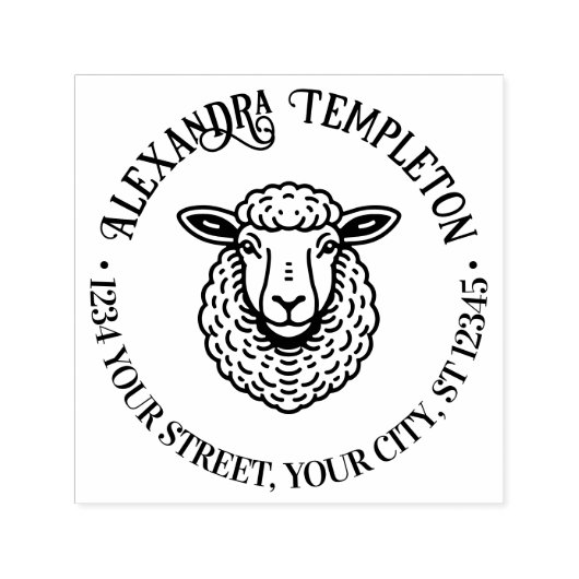 Rustikale Schafschaf Kopf Rücksendeadresse #1P Permastempel (Design)