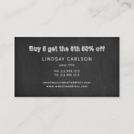 Rustikale Schalkbrettbäckerei Visitenkarte (Rückseite)