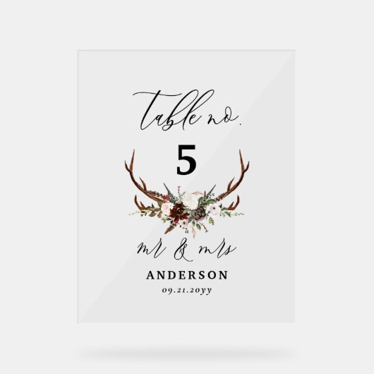 Rustikale Scheune Hochzeit mr & mrs Tischnummer Acrylschild (Vorderseite)