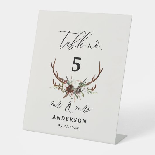 Rustikale Scheune Hochzeit mr & mrs Tischnummer Sockelschild (Vorderseite)