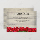 Rustikale Scheune mit roten Tulpen danke Karte (Vorne/Hinten)