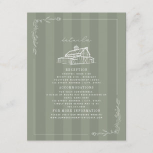 Rustikale Scheune Sage Green Herbst-Hochzeit Strei Begleitkarte