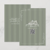 Rustikale Scheune Sage Green QR-Code Hochzeit Stre RSVP Karte (Vorne/Hinten)