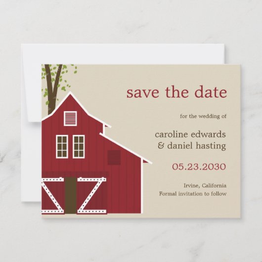 Rustikale Scheune Save-the-Date-Karte Save The Date (Vorderseite)