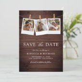 Rustikale Scheunen-Hochzeit aus Holz - Foto-Collag Save The Date (Stehend Vorderseite)
