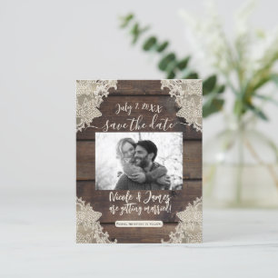 Rustikale Scheunen-Hochzeit - Holz & Spitze romant Einladung