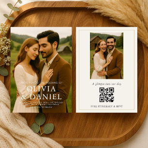Rustikale Scheunen-Hochzeit mit Foto Einladung