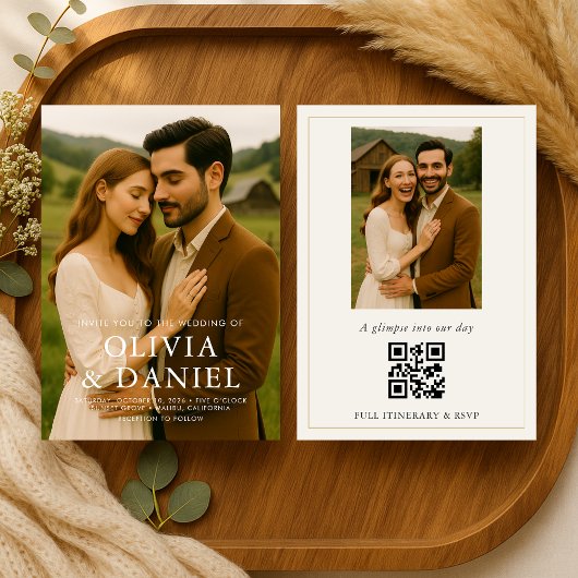 Rustikale Scheunen-Hochzeit mit Foto Einladung