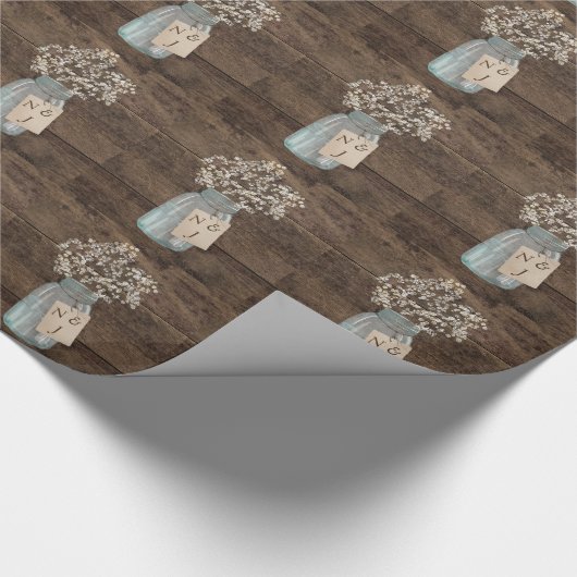 Rustikale Scheunen-Hochzeits-hölzerner Weckglas Geschenkpapier (Ecke)