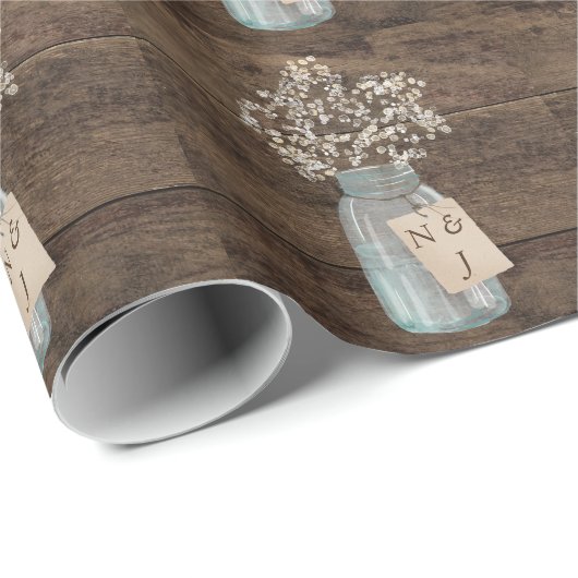 Rustikale Scheunen-Hochzeits-hölzerner Weckglas Geschenkpapier (Rolleneckpunkt)