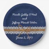 Rustikale Scheunen-Hochzeits-Leinwand-Hochzeit im Pappteller (Vorderseite)