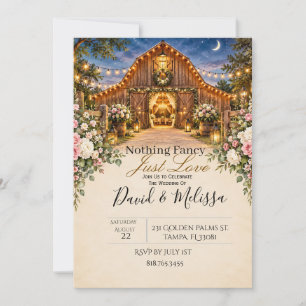 Rustikale Scheunen-Hochzeitseinladung Einladung