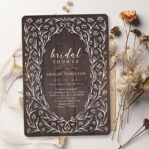Rustikale Scheunen-Holz-Boho-Florale Landhochzeit- Einladung