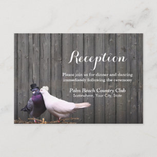 Rustikale Scheunen-Holz-Liebesvögel Hochzeitsempfa Begleitkarte