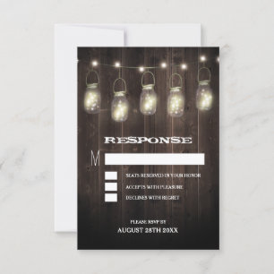 Rustikale Scheunen-Holz-Mason-Glas-Hochzeit-RSVP-K RSVP Karte