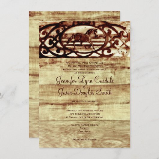 Rustikale Scheunen-hölzerne Einladung (Vorne/Hinten)