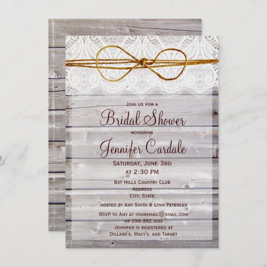 Rustikale Scheunen-hölzerne Einladung (Vorne/Hinten)