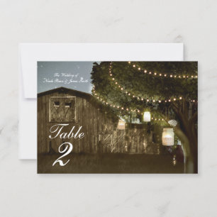 Rustikale Scheunen- und Baumlichter-Hochzeit Tisch Einladung