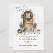 Rustikale Scheunen-Weihnachts-Housewarming-Party  Einladung (Vorderseite)