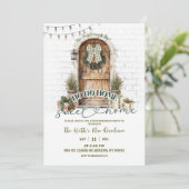 Rustikale Scheunen-Weihnachts-Housewarming-Party Einladung (Stehend Vorderseite)