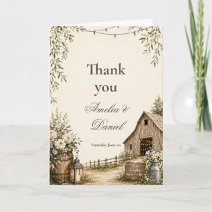 Rustikale Scheunenhochzeit Dankeschön Dankeskarte