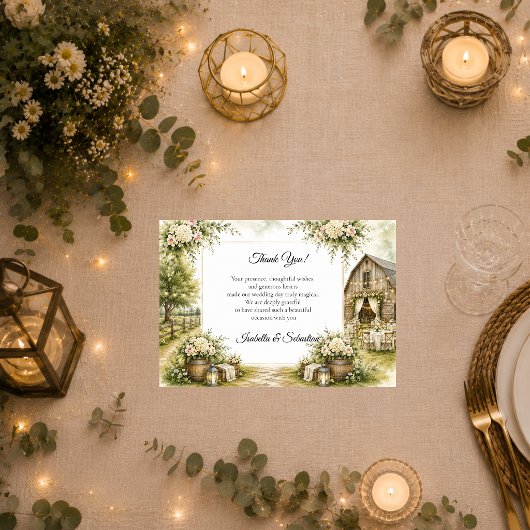 Rustikale Scheunenhochzeit Dankeskarte