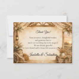 Rustikale Scheunenhochzeit Dankeskarte