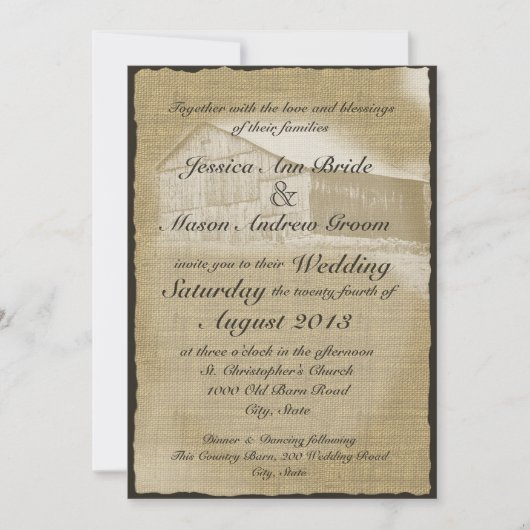 Rustikale Scheunenhochzeit Einladung (Vorderseite)