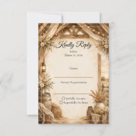 Rustikale Scheunenhochzeit RSVP Karte