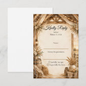 Rustikale Scheunenhochzeit RSVP Karte (Vorne/Hinten)