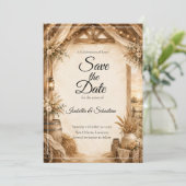 Rustikale Scheunenhochzeit Save The Date (Stehend Vorderseite)
